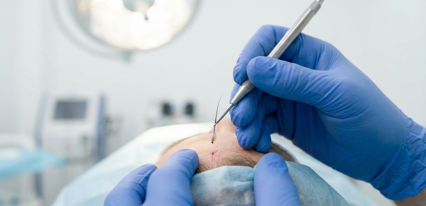 What Is a Hair Transplant procedure showing the careful process of follicular unit implantation.